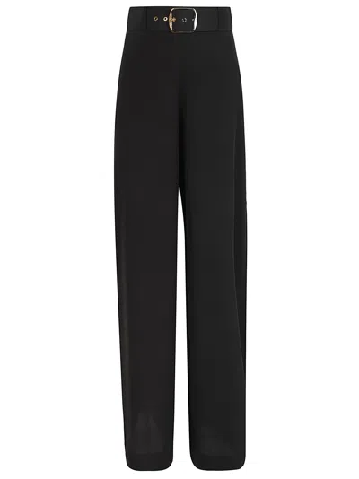 Zimmermann High Waist Silk Wide Leg Trousers In Black