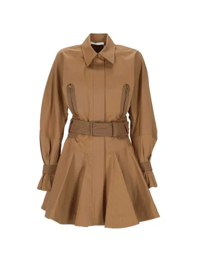 Zimmermann Belted Zip-pocket Mini Dress In Brown