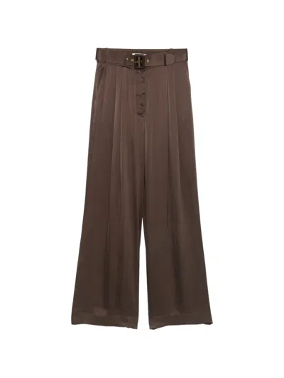Zimmermann Pantaloni In Seta Con Cintura In Brown