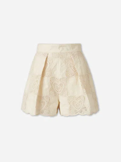 Zimmermann Wanderlust Crochet Cotton-blend Shorts In White