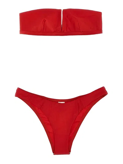 Zimmermann Everley V Wire Bandeau Bikini In Red
