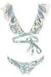 Zimmermann Bikini Set In Smooth Stretch Fabric In Blue
