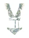 Zimmermann Ottie Wrap Ruffle Bikini Set In Green Paisley In Multicolour