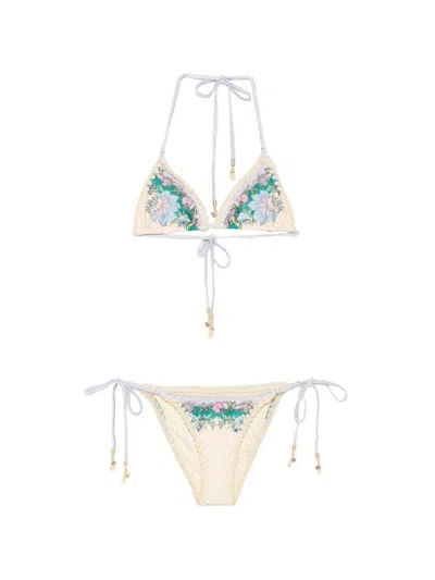 Zimmermann Bikini Indra Con Dettagli Crochet E Stampa Floreale