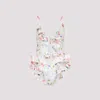 Zimmermann Multicolour Floral Swimsuit With Ruffled Edges And Adjustable Ties In Multi