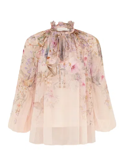 Zimmermann Billow Rebellion Blouse In Nude