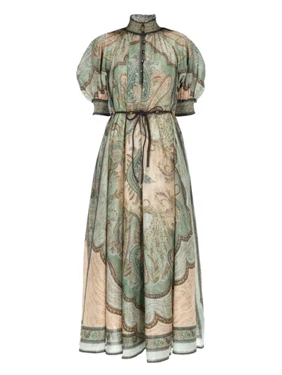 Zimmermann Billow Wonderlust Dress In Green