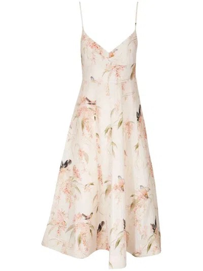 Zimmermann Bird Print Dress In Multicolour