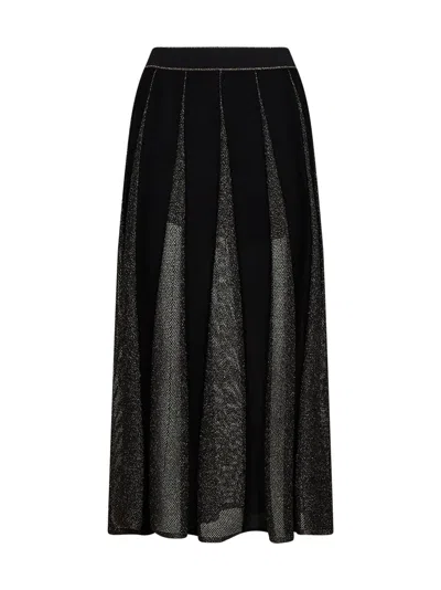 Zimmermann Black And Gold Metallic Knit Valiant Midi Skirt