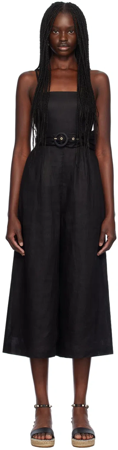 Zimmermann Black Belted Jumpsuit In Black Blk