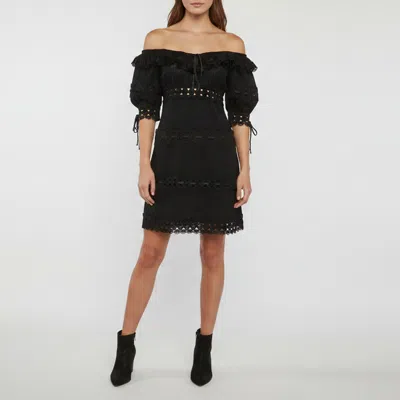 Pre-owned Zimmermann Black Cotton Off Shoulder Short Dress M