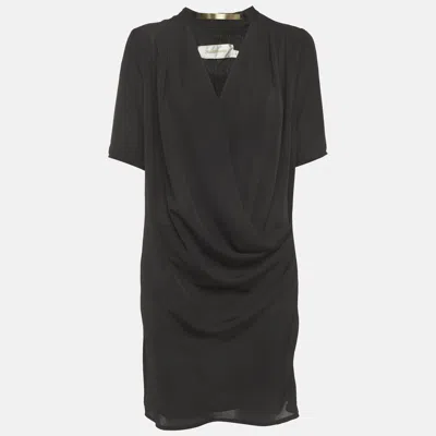 Pre-owned Zimmermann Black Crepe Draped Mini Dress S
