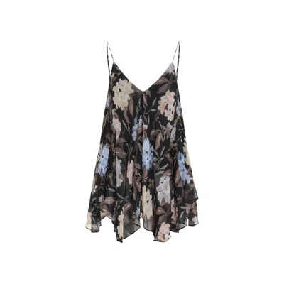 Zimmermann Black Floral Print Topwear