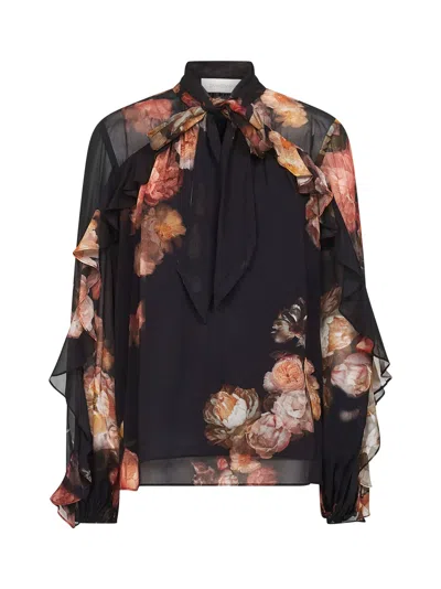 Zimmermann Black Floral Print Viscose Hypnotic Blouse