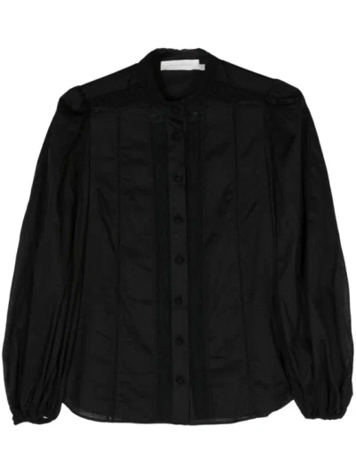 Zimmermann Halliday Lace Trim Shirt In Black
