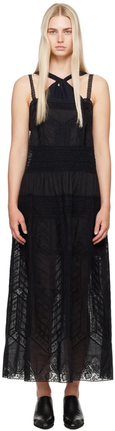 Zimmermann Halliday Lace Trime Slip Dress In Black