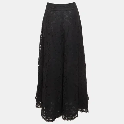 Pre-owned Zimmermann Black Illuminate Lace Wide Leg Culottes L