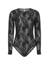 Zimmermann Fitted Black Lace Bodysuit With Floral Design And Inset Jelly Ribbon In Black