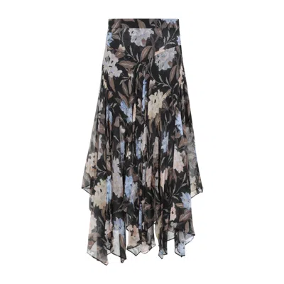 ZIMMERMANN ZIMMERMANN BLACK LAYERED FLORAL-PATTERN SKIRT