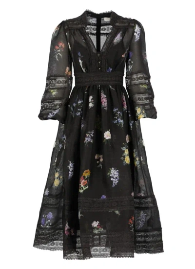 Zimmermann Black Linen And Silk Dress