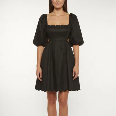Pre-owned Zimmermann Black Linen Open Back Puff Sleeve Short Dress M