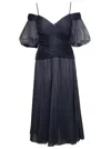 Zimmermann Black Off-shoulder Pleated Midi Dress