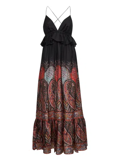 Zimmermann Rhiannon Ruffled Paisley-print Silk Midi Dress In Black Paisley