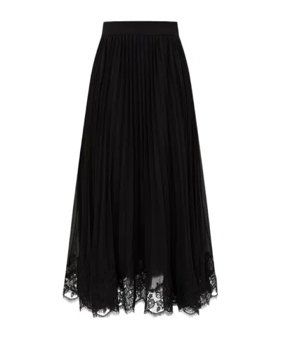 Zimmermann Black Pleated Lace Skirt