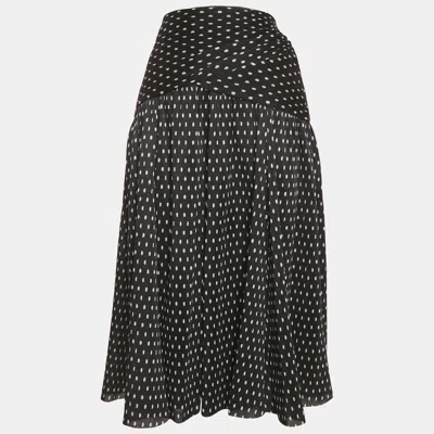 Pre-owned Zimmermann Black Polka Dots Synthetic Pleated Midi Skirt M