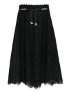 Zimmermann Zim Rhiannon Embroidered Scallop Hem Wblt Midi Skirt Black