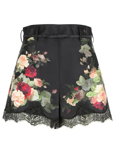 ZIMMERMANN ZIMMERMANN BLACK SILK BLEND SHORTS