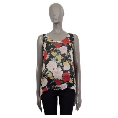 Pre-owned Zimmermann Black Silk Floral Sheer Tank Top Shirt 2 M