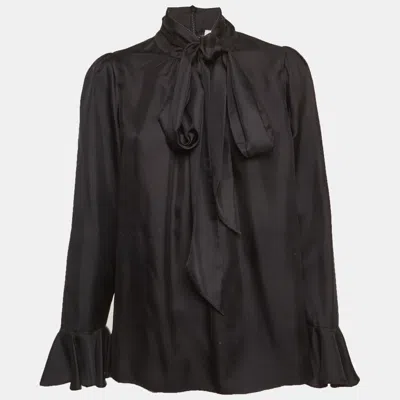 Zimmermann Black Silk Tie Neck Blouse