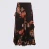 Zimmermann Black Floral Viscose Hypnotic Asymmetric Skirt In Black