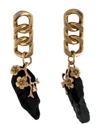 Pre-owned Zimmermann Black Stone Floral Chain Drop Earrings