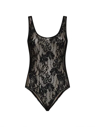 Zimmermann Black Stretch Lace Scoop Bodysuit