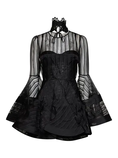 Zimmermann Black Valiant Lantern Mini Dress