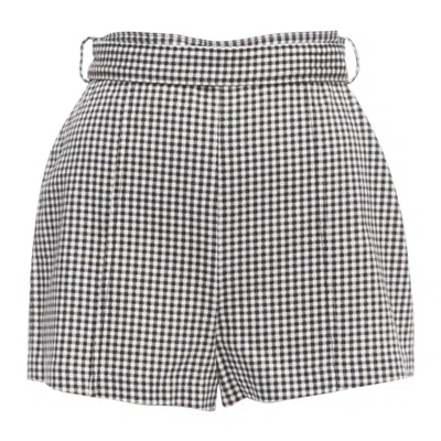 Pre-owned Zimmermann Black White Gingham Print High Waisted Shorts Us0 Xs