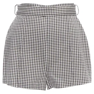 Pre-owned Zimmermann Black White Gingham Print High Waisted Shorts Us0 Xs