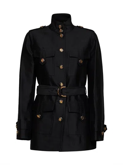 Zimmermann Black Wool And Silk Valiant Belted Utility Jacket