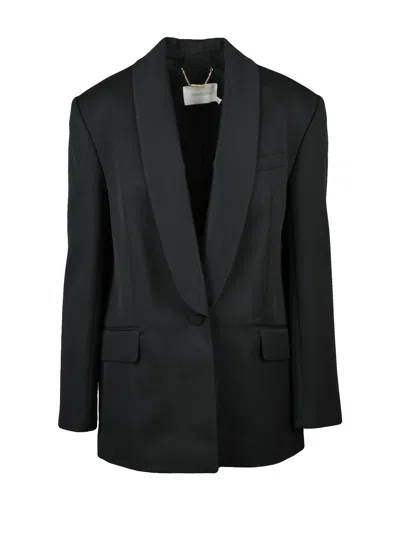 Zimmermann Grain De Poudre Wool-blend Blazer In Black