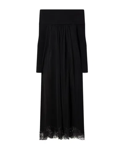 Zimmermann Valiant Off-the-shoulder Lace-trimmed Satin Maxi Dress In Black