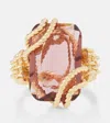 Zimmermann Bloom Embellished Gold-plated Ring In Burgundy