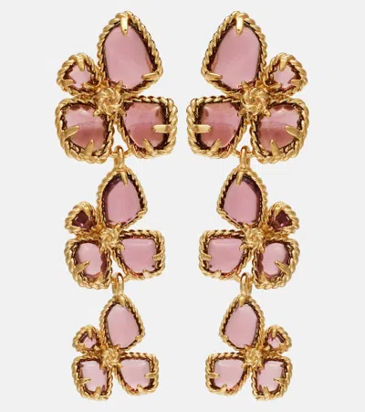 Zimmermann Bloom Large Embellished Drop Earrings In Gold