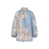 Zimmermann Womens Cascadian Billow Floral Woven Blouse Teal Blue Botanical In Multi
