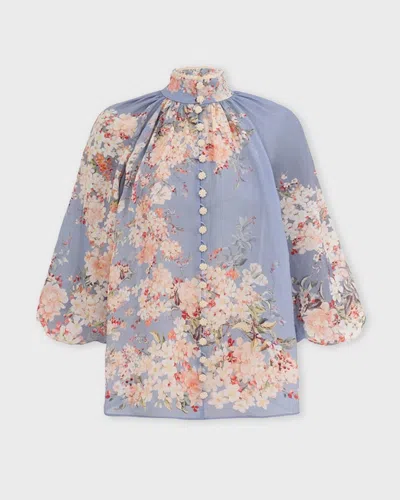 Zimmermann Blouse Cascadian Billow Blå