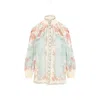 Zimmermann Womens Wallpaper Floral Mint Daylight Balloon-sleeves Woven Blouse Xs In Multi