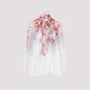 Zimmermann Crush Pleated Floral-print Crepon Blouse