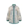 Zimmermann Indra Printed Metallic Cotton And Silk-blend Blouse In Blue