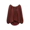 Zimmermann Blouse Aster With Ruffles And Beads In Burgundy